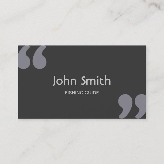 Simple Quotation Marks Fishing Guide Business Card (Front)