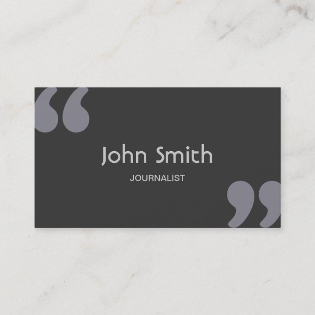 Simple Quotation Marks Journalist Business Card (Front)