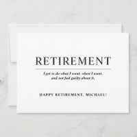 Simple Quote Black and White Retirement Party