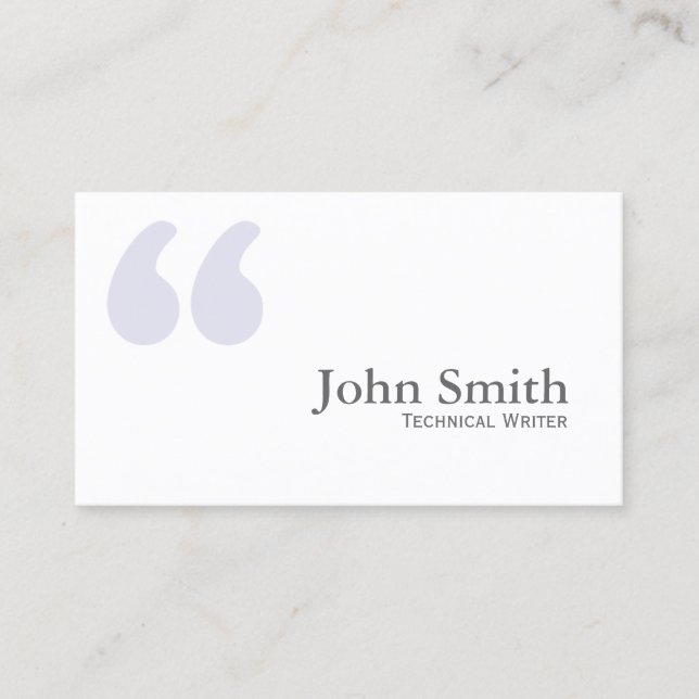 Simple Quotes Technical Writer Business Card (Front)