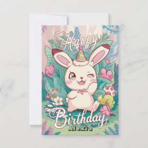 Simple Rabbit Bunny Digital Birthday  Card