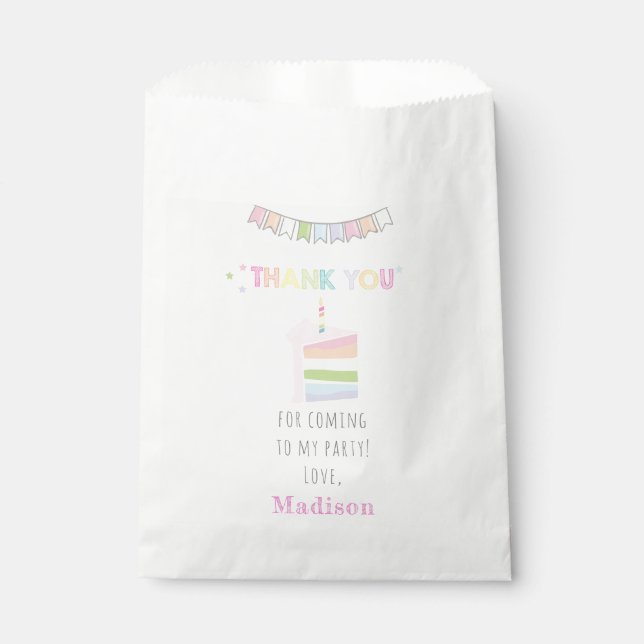 Simple Rainbow Cake Thank you Birthday Favour Bag (Front)