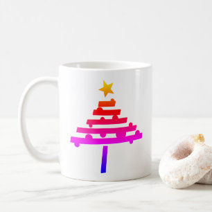 Simple Rainbow Christmas Tree with a Star Coffee Mug