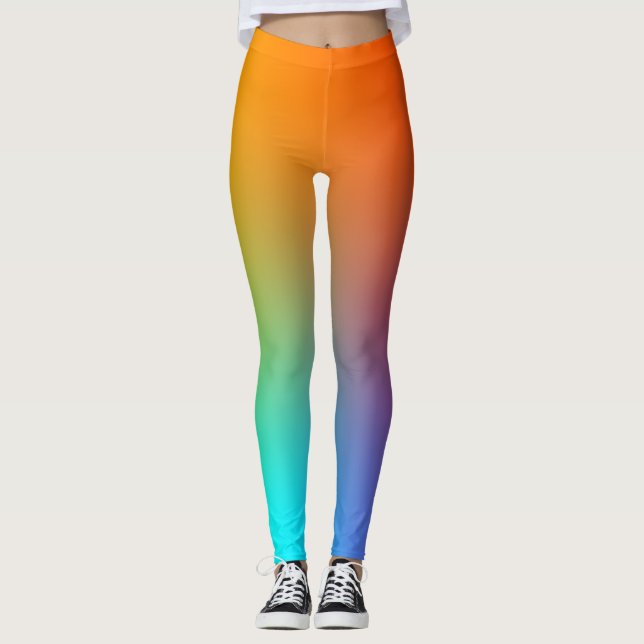 Simple Rainbow Colourful  Leggings (Front)