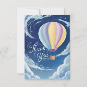 Simple Rainbow Hot Air Balloon Thank You Card