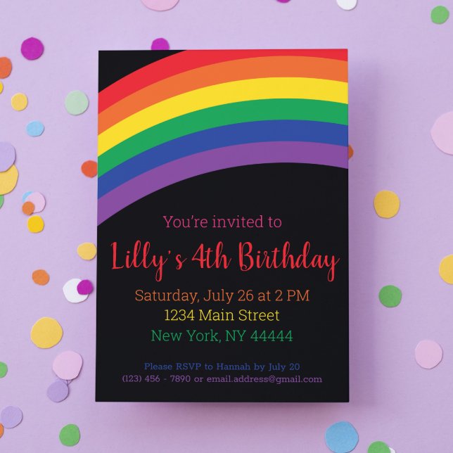 Simple Rainbow Party Invitation, Rainbow Birthday Invitation (Creator Uploaded)