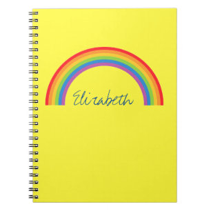 Simple Rainbow Personalized Yellow Notebook