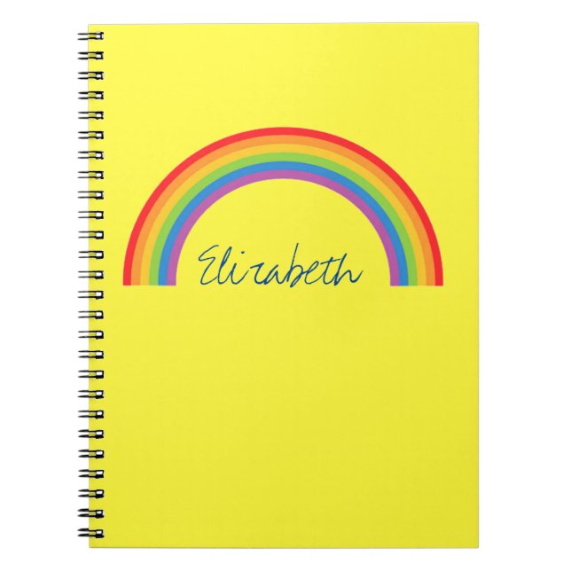 Simple Rainbow Personalized Yellow Notebook (Front)