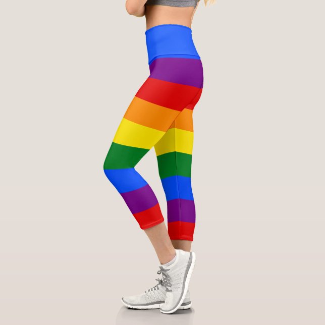 Simple Rainbow Stripes Capri Leggings (Left)