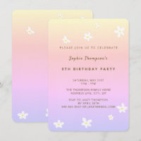 Simple Rainbow Trendy Daisies Girl Birthday Party