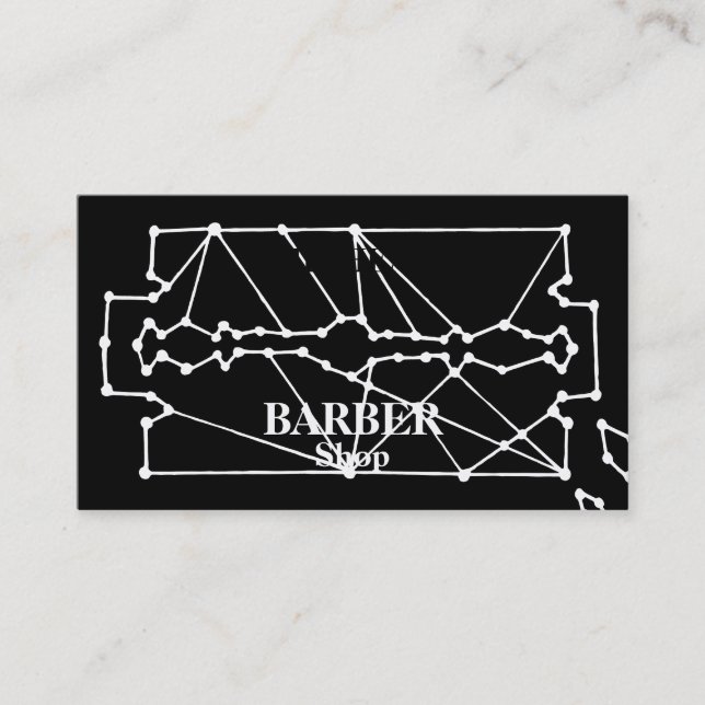 Simple Razor Blade Barber Business Card (Front)
