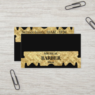 Simple Razor Gold Blade Barber Business Card