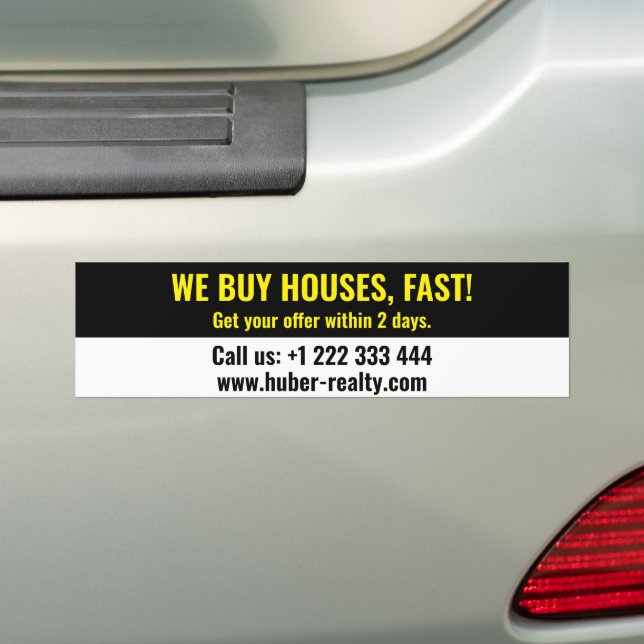 Simple Real Estate Investor Bumper Sticker (On Car)