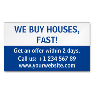 Simple Real Estate Investor We Buy Houses Folded Magnetic Business Card