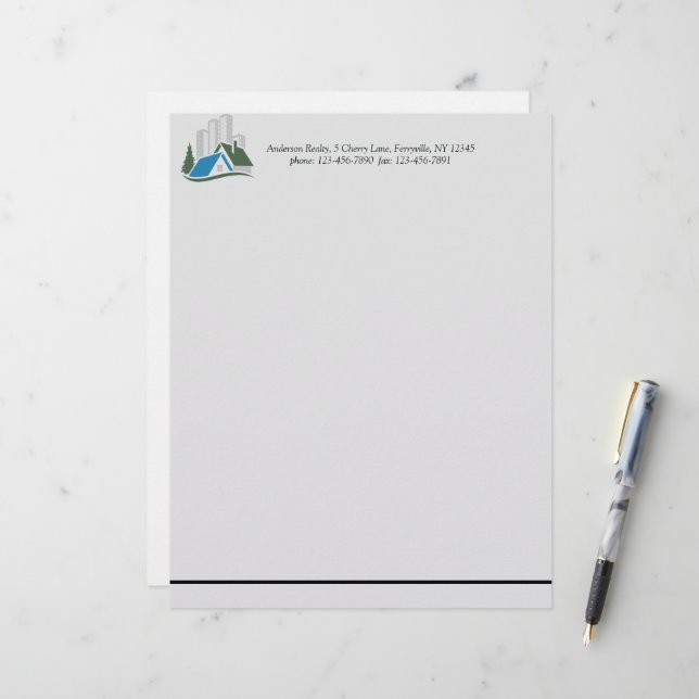 Simple Real Estate Letterhead (Front/Back In Situ)