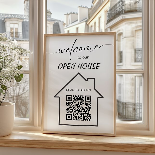 Simple Real Estate Open House Sign In QR Code Flyer (Simple Real Estate Open House Sign In QR Code Flyer)