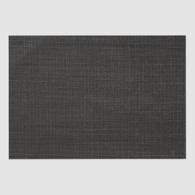 Simple Realistic Burlap Rustic Black Grey Charcoal Tissue Paper (Front)