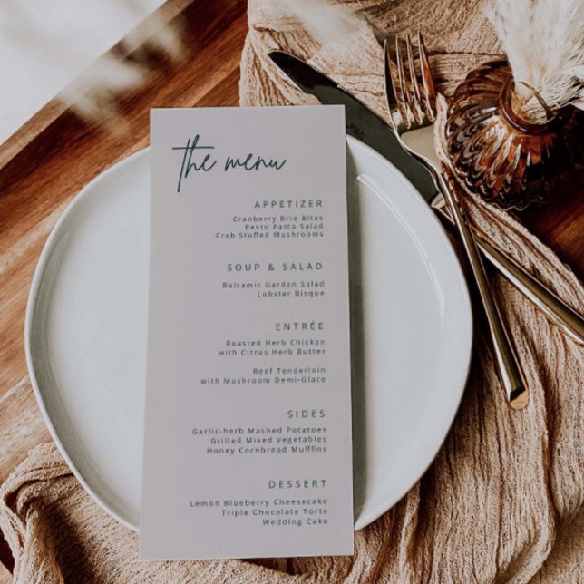Simple réception de mariage Menu du dîner formel (Créateur téléchargé)