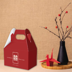Simple Rectangle Double Happiness Chinese Wedding Favor Box