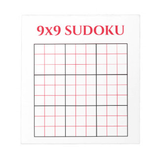 Simple Red 9x9 Sudoku Template Notepad