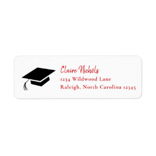 Simple Red and Black Graduation Return Address