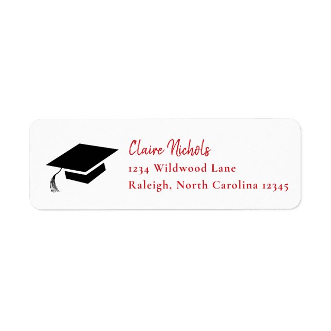 Simple Red and Black Graduation Return Address (Front)