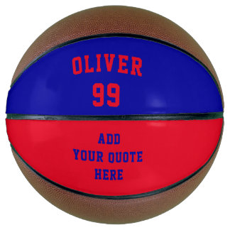 Simple Red and Blue Name Number Quote Basketball