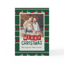 Simple Red and Green Christmas Greeting with photo