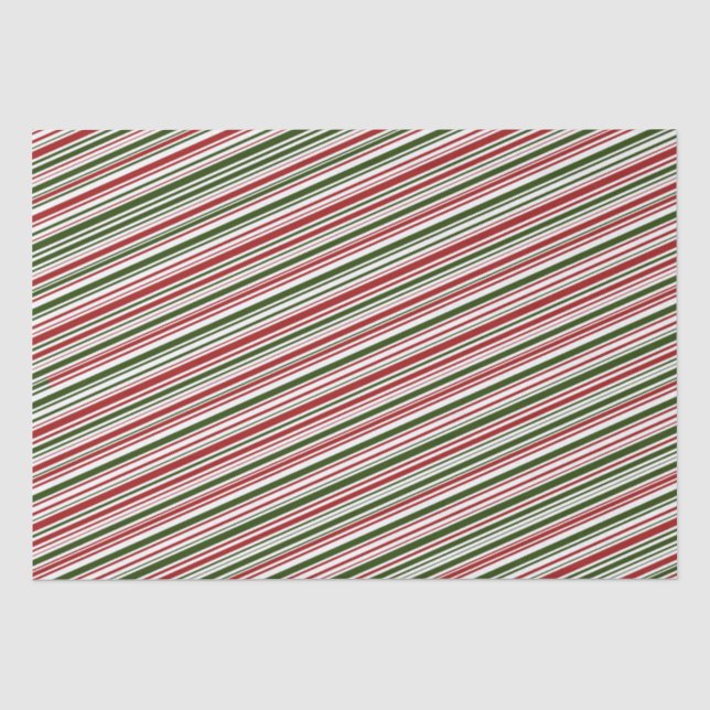 Simple Red and Green Stripes Christmas   Tissue Paper (Front)