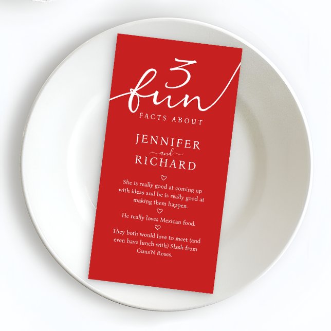 Simple Red And Modern Bride And Groom Fun Facts  Napkin (Creator Uploaded)