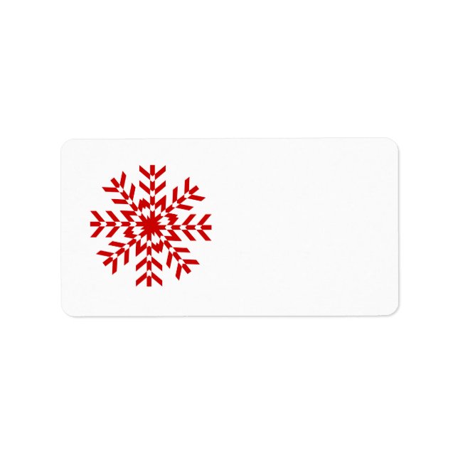 Simple Red and White Snowflake Design Label (Front)