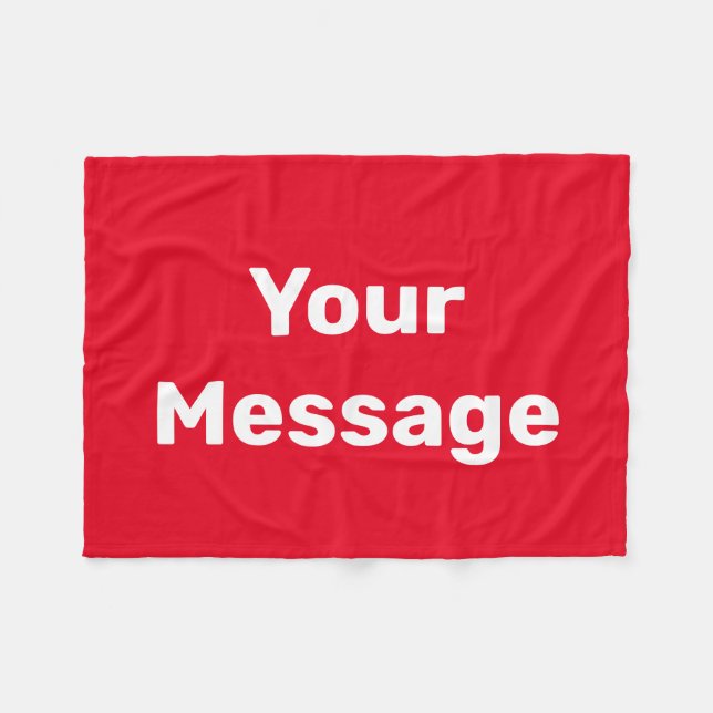 Simple Red and White Text Your Message Template Fleece Blanket (Front (Horizontal))