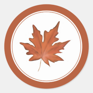 Simple Red Autumn Maple Leaf Classic Round Sticker
