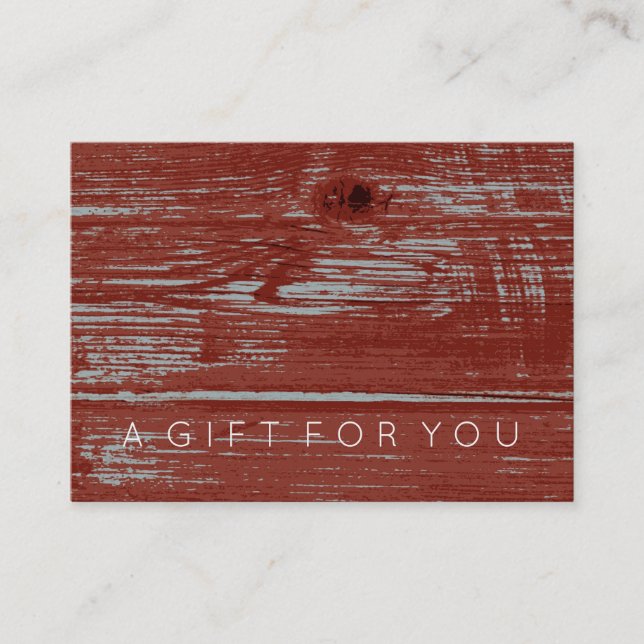Simple Red Barn Wood | Rustic Gift Certificate (Front)