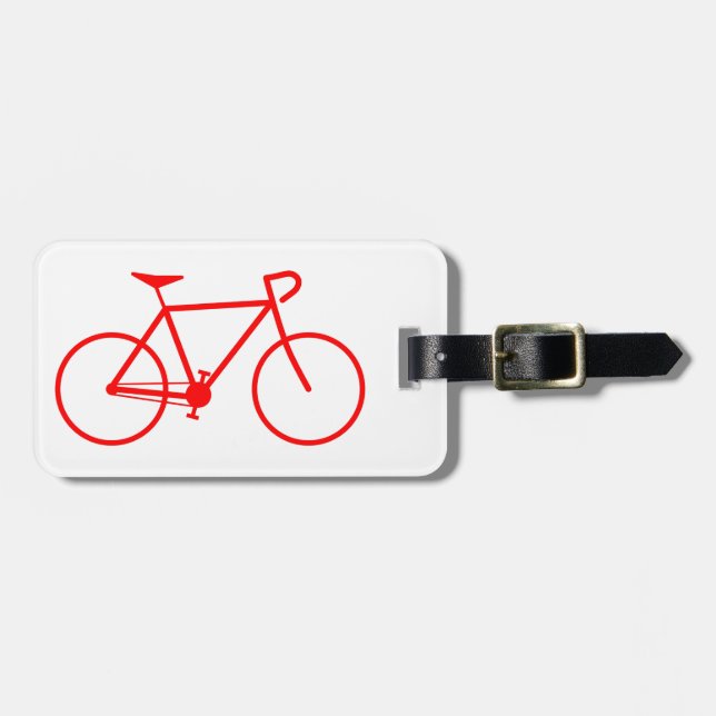 Simple Red Bicycle Silhouette Luggage Tag (Front Horizontal)