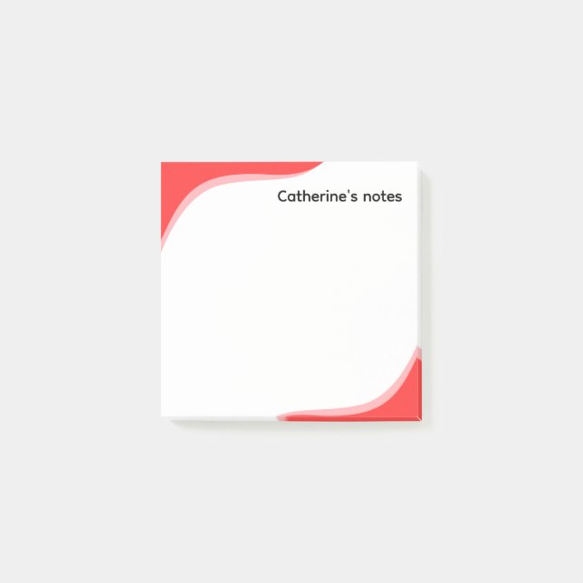 Simple red & black waves customizable post-it notes (Front)