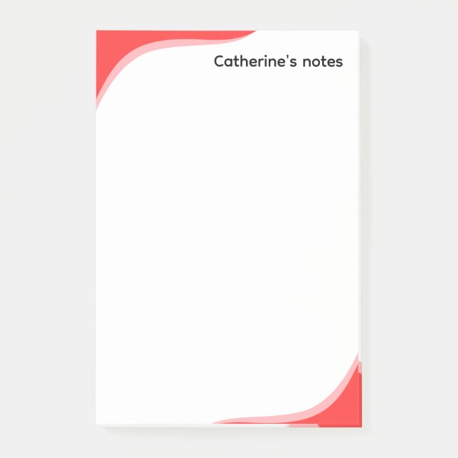 Simple red & black waves customizable post-it notes (Front)