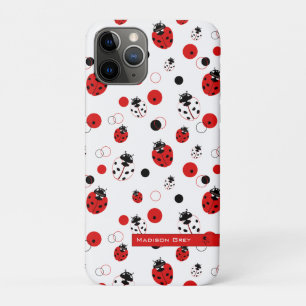 Simple Red, Black & White Ladybug Pattern iPhone 11 Pro Case