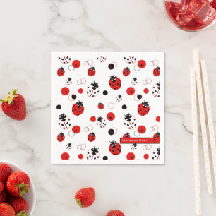 Simple Red, Black & White Ladybug Pattern Napkin