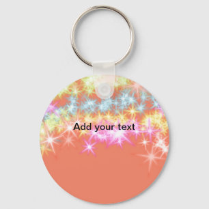 Simple red blue green sparkle stars add your text keychain