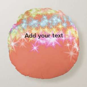 Simple red blue green sparkle stars add your text round pillow