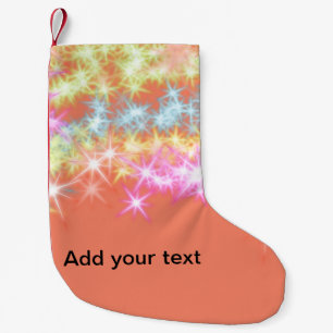 Simple red blue green sparkle stars add your text  small christmas stocking