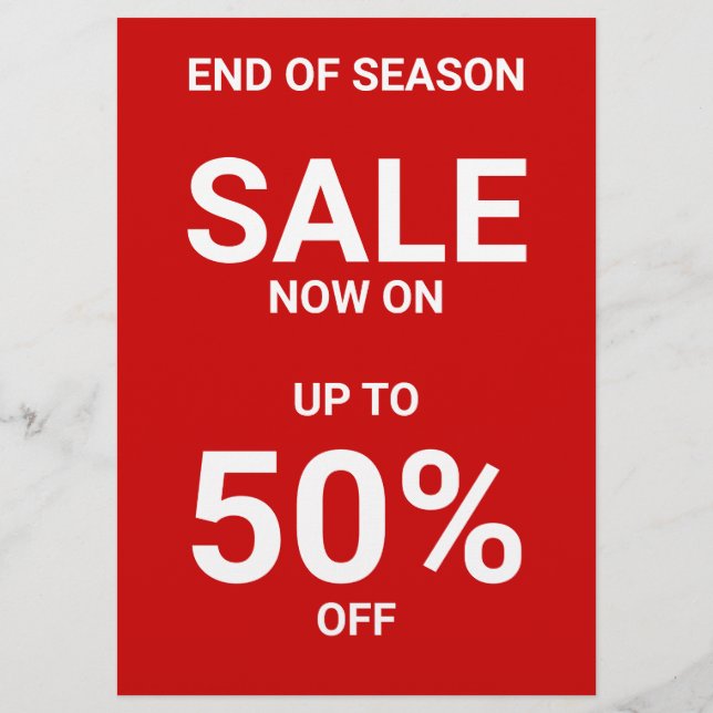 Simple Red Business Logo QR Code Promotional Sale Flyer (Front)