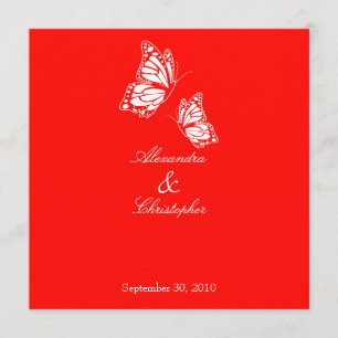 Simple Red Butterflies Wedding Announcement