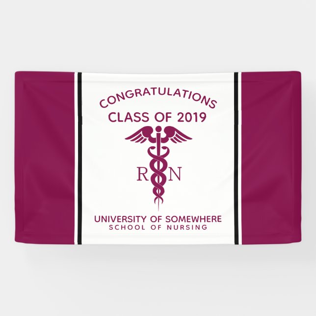 Simple Red Caduceus Nurse Medical Symbol Banner (Horizontal)