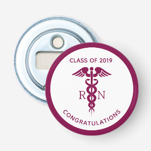 Simple Red Caduceus Nurse Medical Symbol Bottle Opener