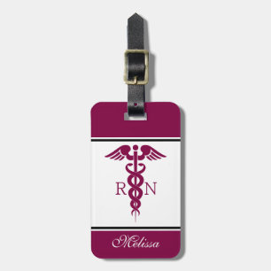 Simple Red Caduceus Nurse Medical Symbol Luggage Tag