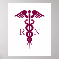 Simple Red Caduceus Nurse Medical Symbol