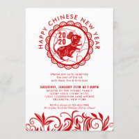 Simple Red Chinese New Year of the Rat 2020 Trendy