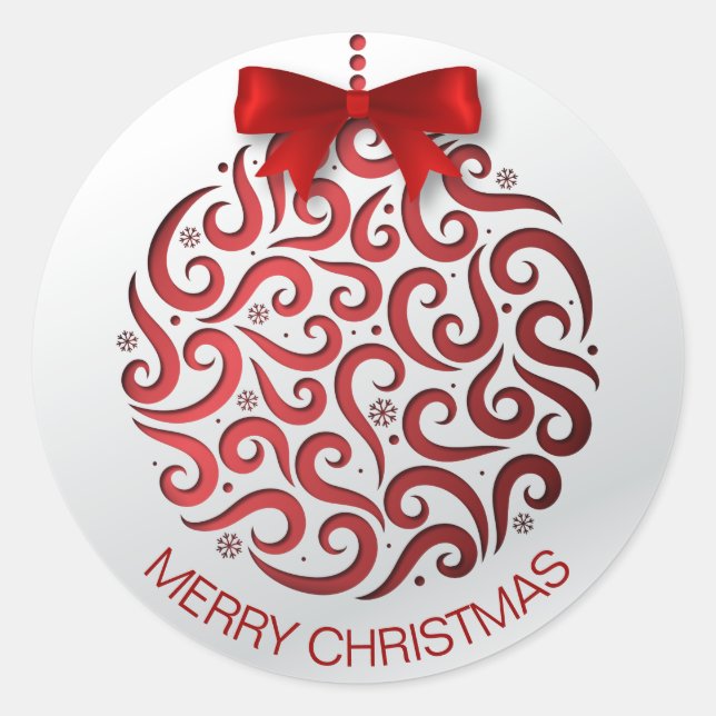 Simple Red Christmas Ornament Sticker (Front)